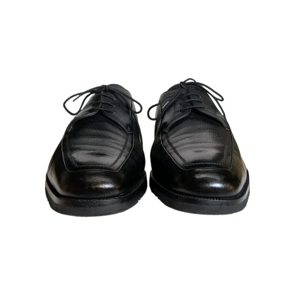 Gravati Arthur Beren Italy 16567 Black Pebbled Leather Apron Blucher Shoes 11 W
